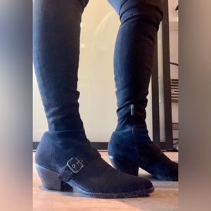 Marc fisher knee high stretch suede pointed toe boot